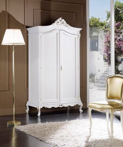 Regency wardrobe 2 doors, Classic wardrobe, white lacquered
