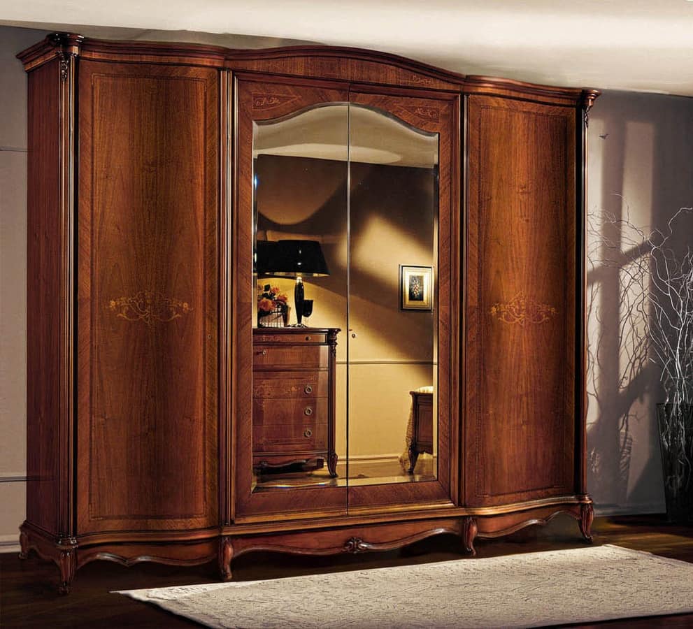 Roma cabinet with curved doors, Wooden cabinet with curved doors, in luxurious classical style