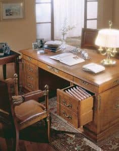 355, Classic writing desk in burr ash, for luxury office