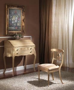 712 WRITING DESK, Luxury classic writing desk with flap, finishing gold leaf