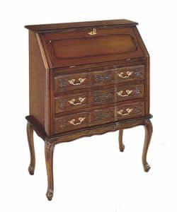 Art. 260 Provencal, Writing desk with 3 drawers, carved, made in Italy