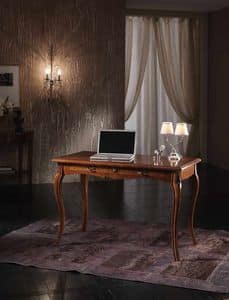 Art. H052 WRITING DESK, Desk with 2 drawers, with sinuous legs