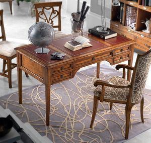 Art. H6112, Directory desk in wood, with leather top