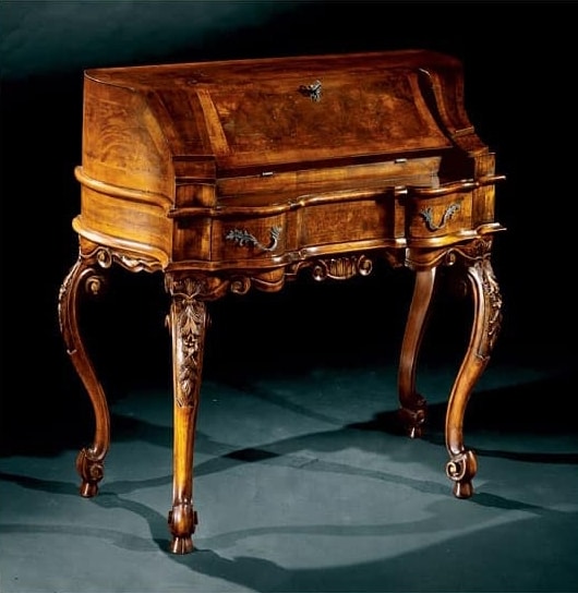 Complements writing desk 705, Writing desk made of inlaid wood, luxury classic style