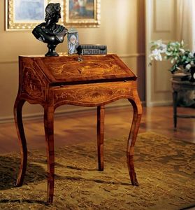 Complements writing desk 830, Writing desk made of wood with folding top, classic style