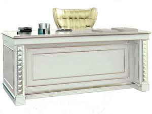 Desk SCR006M Milano, Executive desk made of inlaid wood for classic style offices