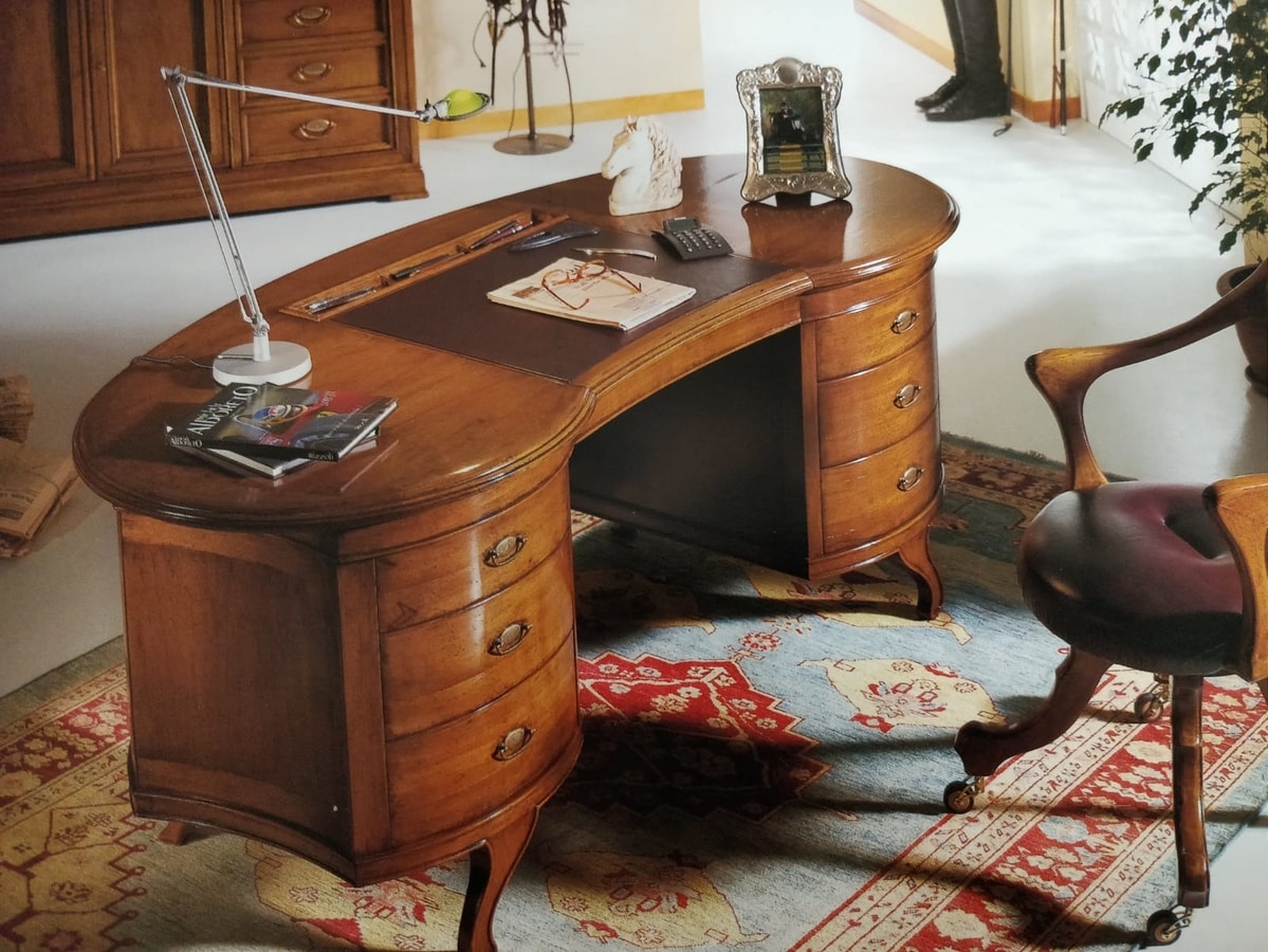 Menton VS.0218, Walnut bean-shaped desk, for elegant offices