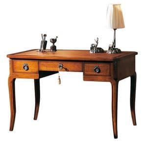 Strasbourg VS.5509, Desk in walnut, with 3 drawers and leather top, for office in classic style