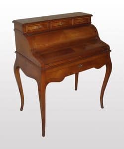Thomas, Writing desk made of walnut with top in leather, classic style