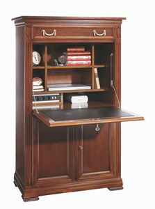 Villa Borghese Secretaire 6375, Cabinet with flap top in leather