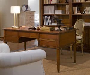 Writing desk in cherry, Desk for classic style offices, in decorated wooden