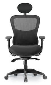 Athos 01 PT, Directional chair with mesh backrest, for office