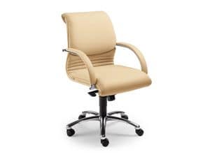 Elegance executive 2856, Leather chair on castors for offices, gas lift