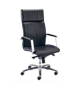 Iris H 507, Office chair with high backrest, leather upholstery