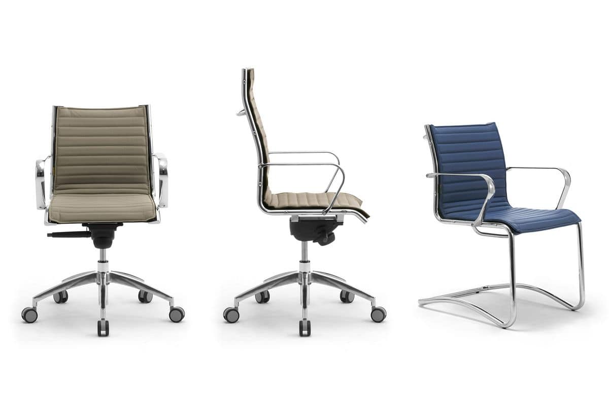 Origami IN executive 70120M, Office chair in leather with chromed steel structure