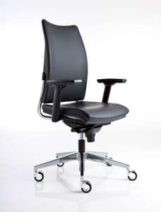 OVERTIME manager, Upholstered chair for directional offices, with elegant leather upholstery