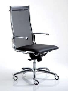 TAYLORD 10000, Office chair with wheels, made of leather and steel