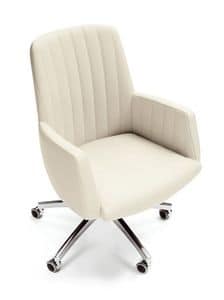 Tulip executive, Directional chair for professional studio, leather upholstery, chromed base, swivel