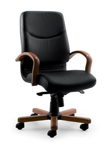 UF 531 / B - WOOD, Directional chair with wood frame, upholstered in leather
