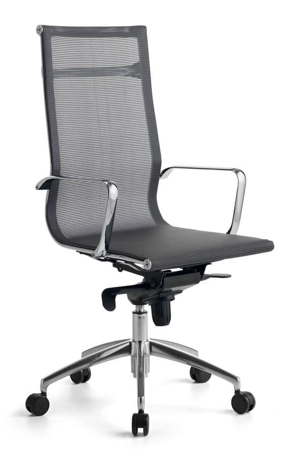 Wind 01, Office chair with wheels, mesh self-supporting covering