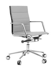 Aluminia, Directional chair with wheels, aluminum and leather