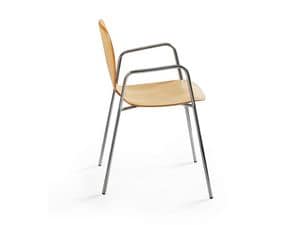 Alis P 4L/VS, Stackable armchair with armrests, wooden seat
