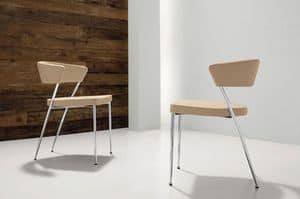 Imola-Prinz, Minimalist chair in metal and leather, for Restaurant