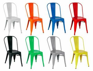 2092, Stackable chair made of sheet metal, for outdoor
