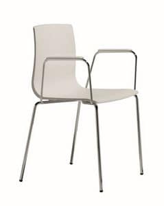 Alice chair with arms, Armchair made of metal and plastic, ergonomic
