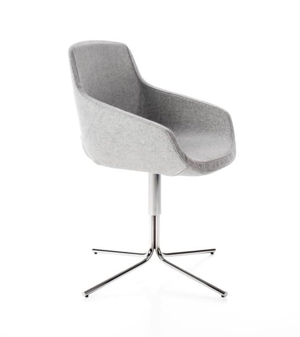 Clea Plus 4 blades, Armchair with swivel base, in aluminum