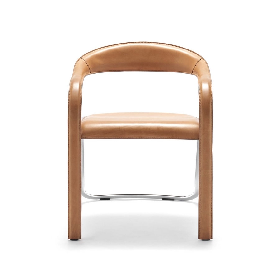 Fettuccini P, Chair upholstered in leather