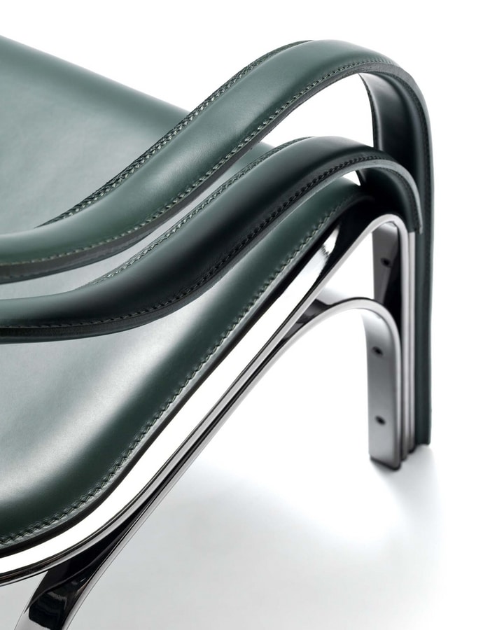 Fettuccini W, Armchair with flexible double band backrest