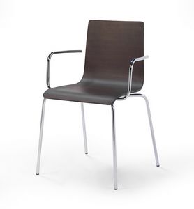 Tesa wood AR, Stackable metal chair, wood veneer shell