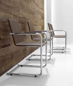H5 S, Office armchair made of metal and leather, with armrests