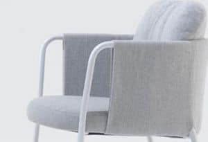 Haori, Modern armchair for living room, upholstered, metal