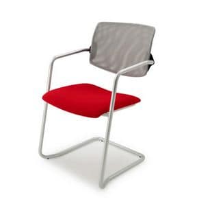 Laila 0587, Stackable chair with backrest in mesh, for office