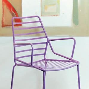 Link B, Resistant armchair in painted metal, for outdoors