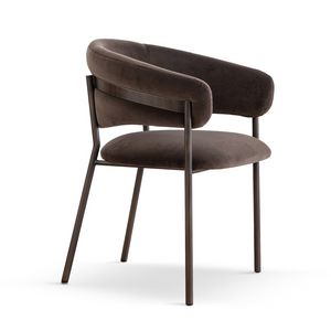 Penelope chair, Enveloping padded chair, with steel legs