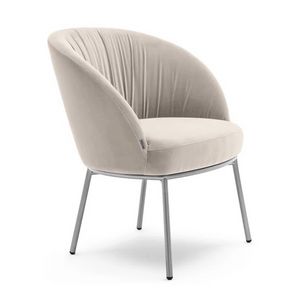 Rose 03960L, Lounge armchair in metal, with pleated upholstery