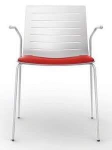 Slim 01A, Stackable chair with armrests ideal for conference room