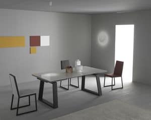 Mango 370, Dining table, with extensible top, metal base