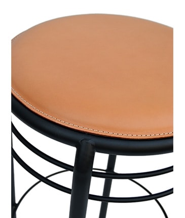 Stool With Round Leather Seat Idfdesign, Round Leather Seat Bar Stools