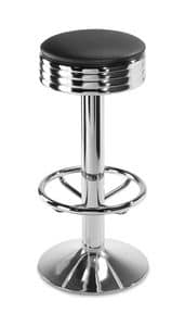 Art.101, Barstool with steel base, round upholstered seat, for bar and home