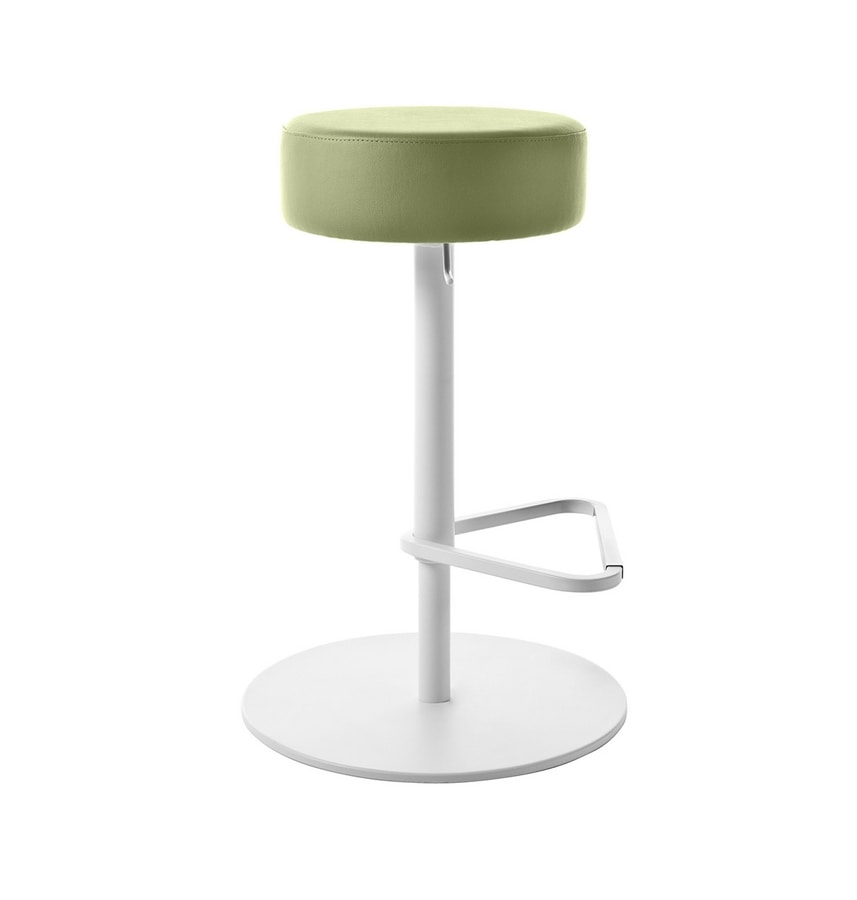 Kat, Barstool with round seat in various colors, Swivel base