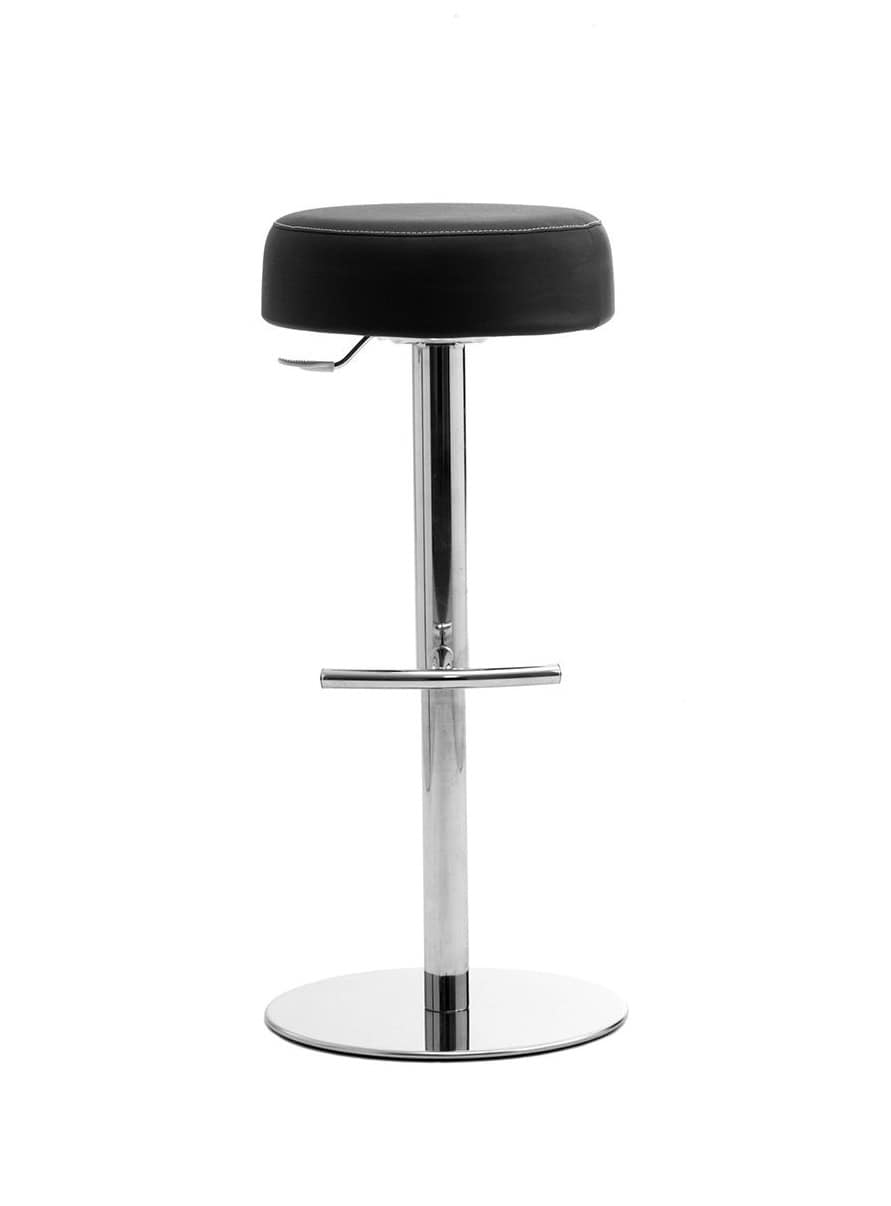 Punto, Metal stool with upholstered seat for bars and pubs