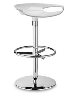 Zoe Twist, Swivel stool with fixed height, in steel and polycarbonate