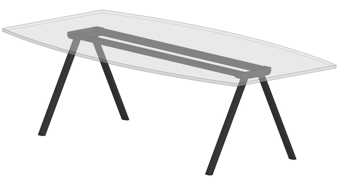 Surfy Hub 2027 oval - rectangle, Rectangular table, with metal legs