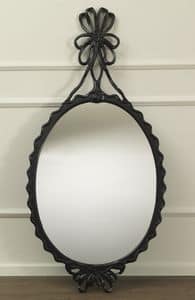 Arabella, Oval mirror, in hand-carved wood