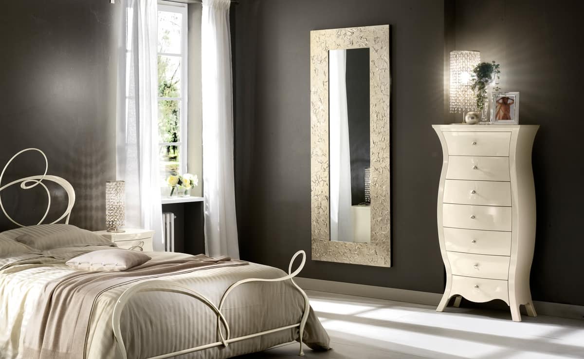 Asia, Wall mirror with wooden frame