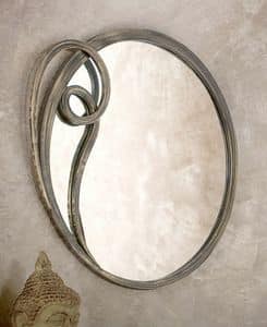 Azzurra mirror, Round mirror with metal frame